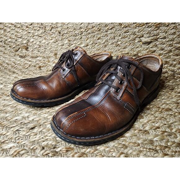 Clarks Brown Leather Lace-Up Men's 11.5 M Dress Shoes Durable Comfort Sole - Picture 2 of 12